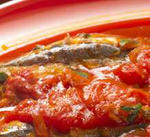 Sardines stewed in a rich tomato sauce