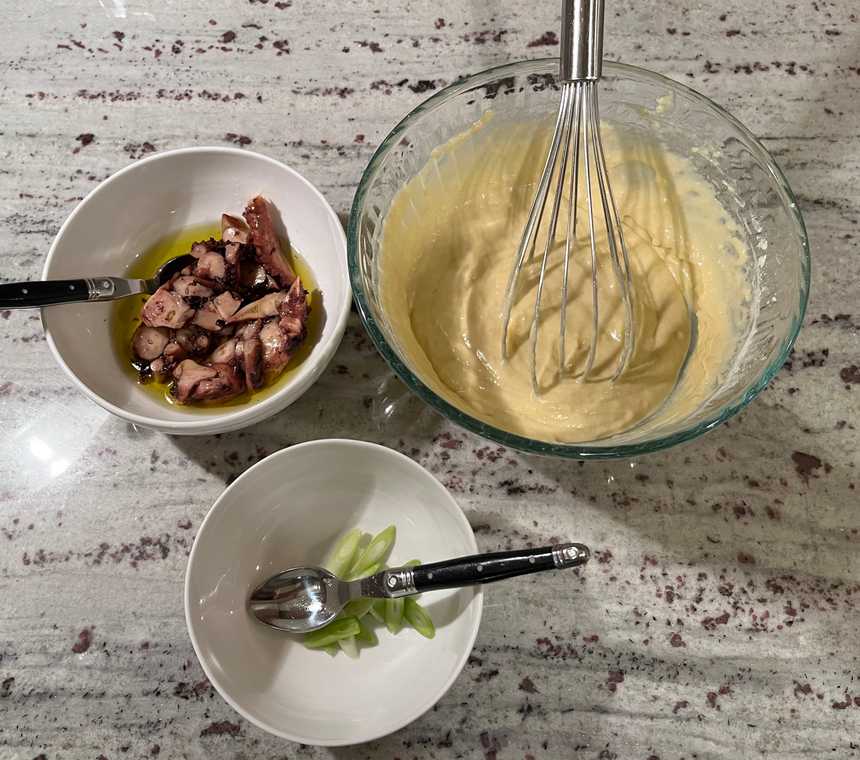 ingredients ready for seafood pancakes