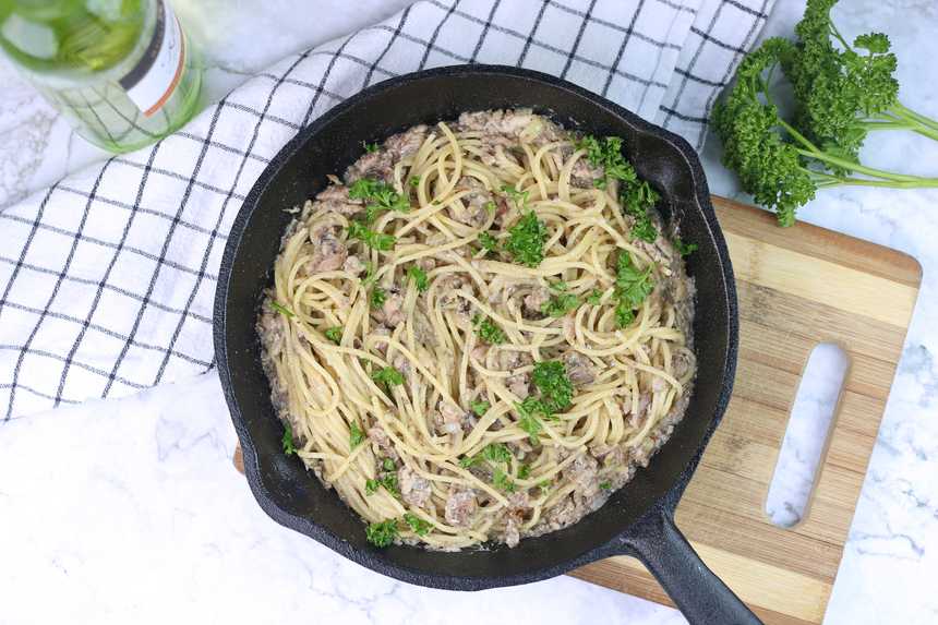 pasta in pan